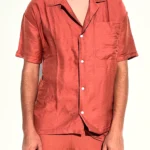 Dolabcoo linen Brown Short Sleeve Shirt